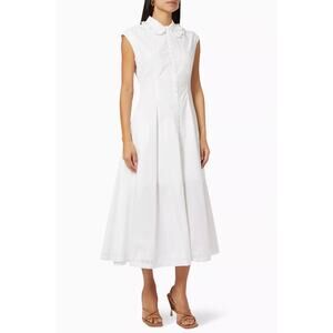 Joslin Samantha Organic Cotton Poplin Midi Shirt Dress Optical White Size 4